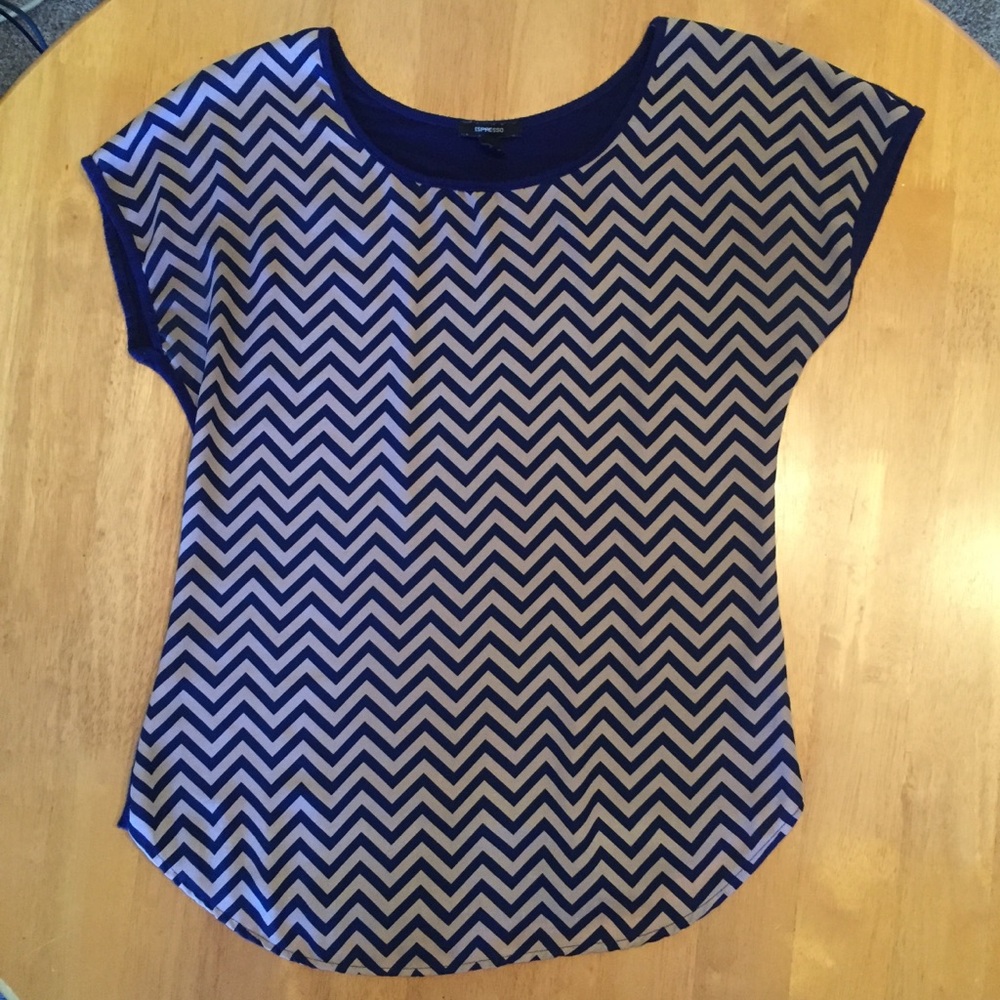 Blue & Tan medium striped Espresso top
